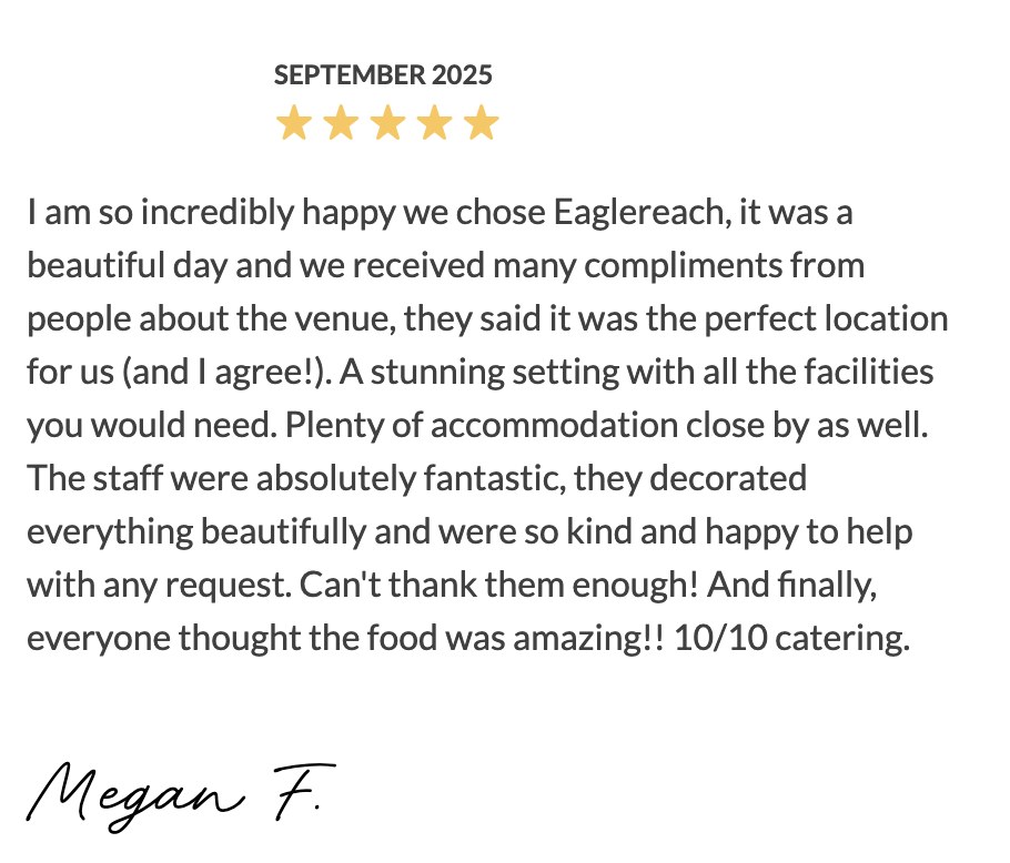 Five-star Easy Weddings review from Megan F.